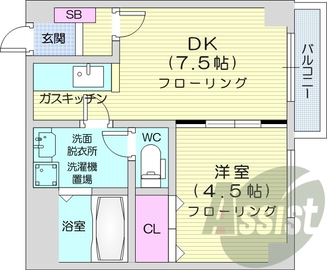 1DK、オートロック、宅配ボックス、ロードヒーティング