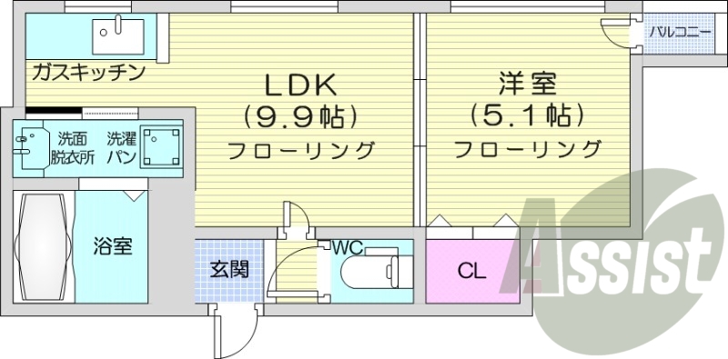 1LDK、オートロック、シューズボックス