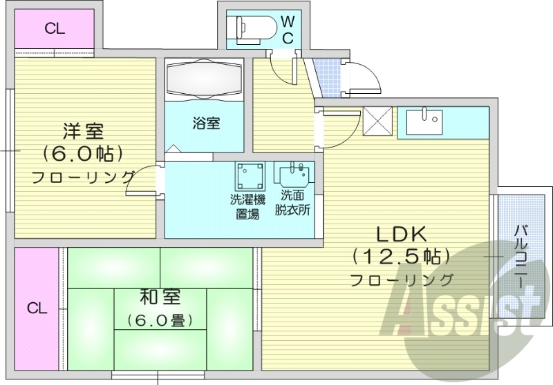 2LDK、灯油ボイラー、灯油暖房、ガスキッチン、独立洗面台