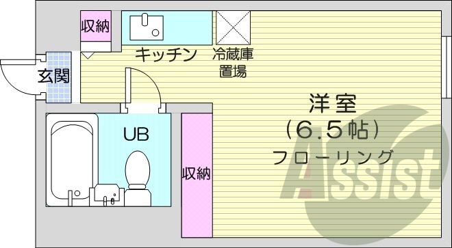 1R、都市ガス、収納スぺース、洗面台、エレベーター
