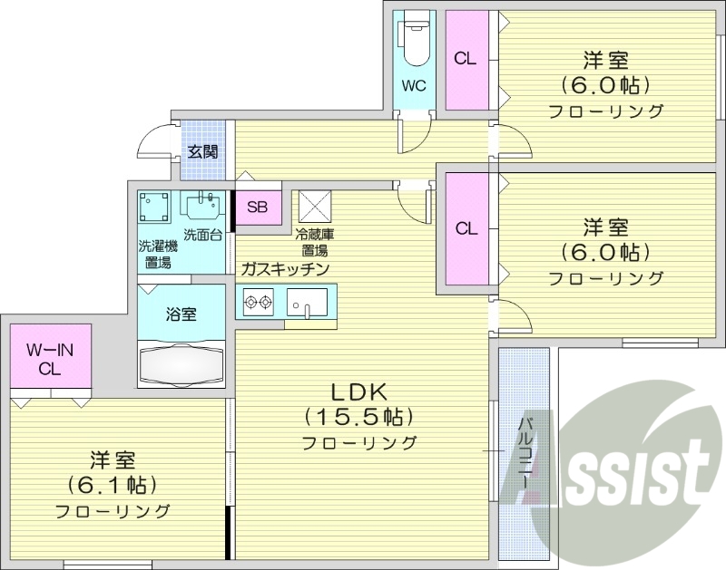 3LDK、エアコン、トランクルーム