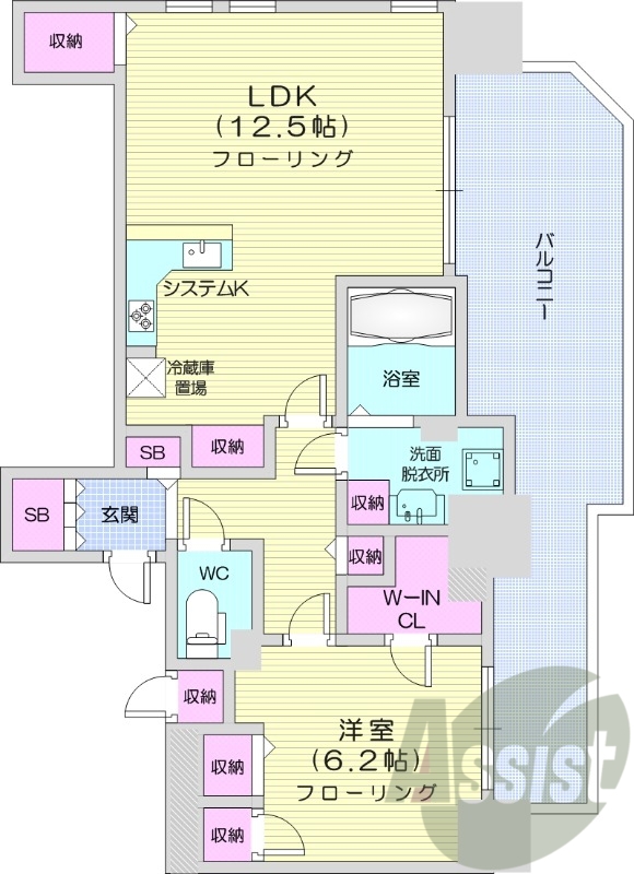 1LDK、システムキッチン、都市ガス、追い焚き