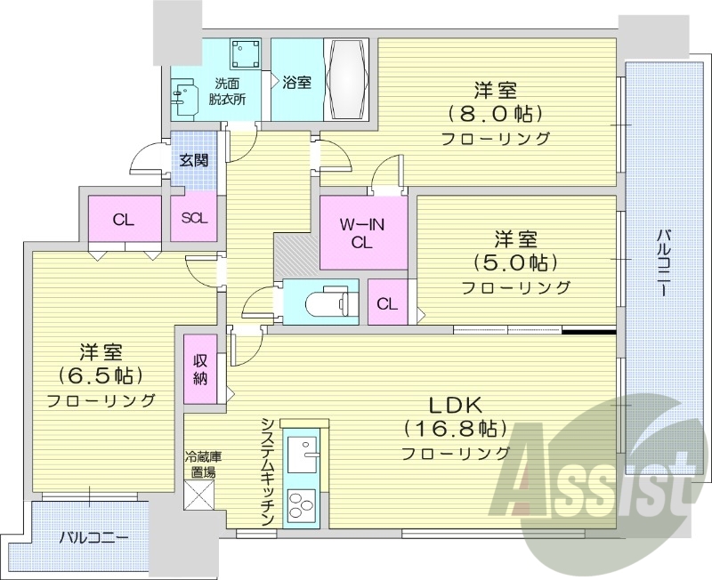 3LDK、収納、洗濯機置場、暖房設備、オール電化
