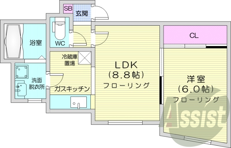 1LDK、灯油暖房、オートロック、ロードヒーティング