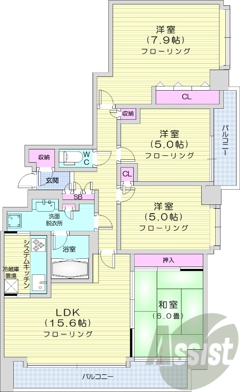 4LDK、分譲、ペット可、都市ガス
