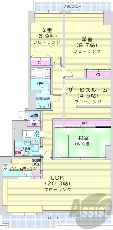 3LDK、都市ガス、100平米、分譲賃貸