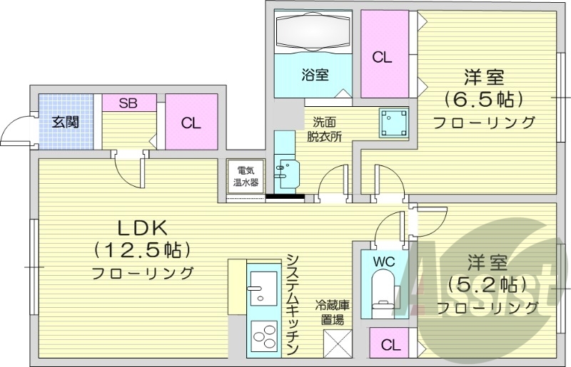 3LDK、IHシステムキッチン、モニタ付インターホン