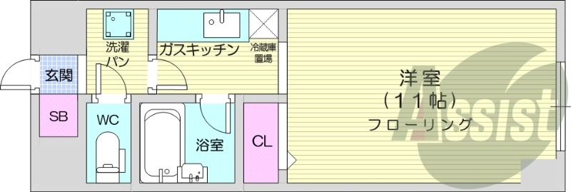 1R、モニターホン、バストイレ別、防犯カメラ