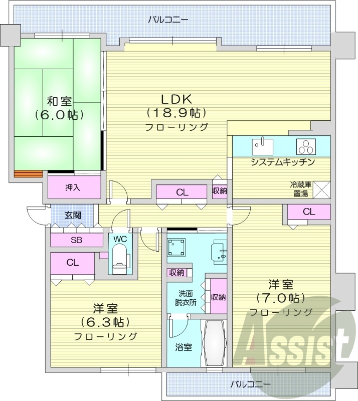 3LDK、分譲タイプ、灯油給湯ｍ、システムキッチン