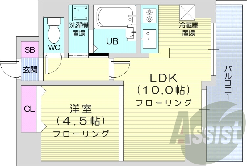 1LDK、オートロック、モニター付きインターホン
