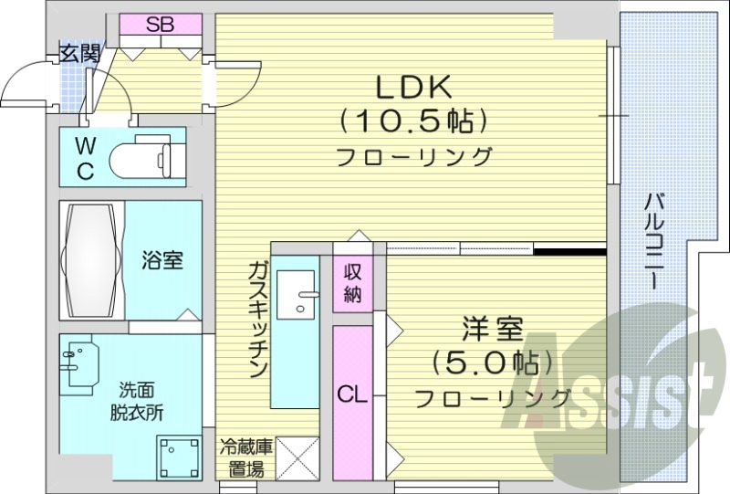 1LDK、灯油暖房、シャンプードレッサー、トランクルーム