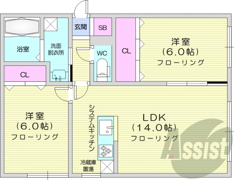 2LDK、エアコン、ペット可、トランクルーム