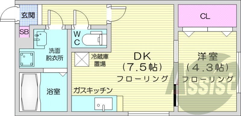 1DK、オートロック、ネット使用料不要、モニターホン