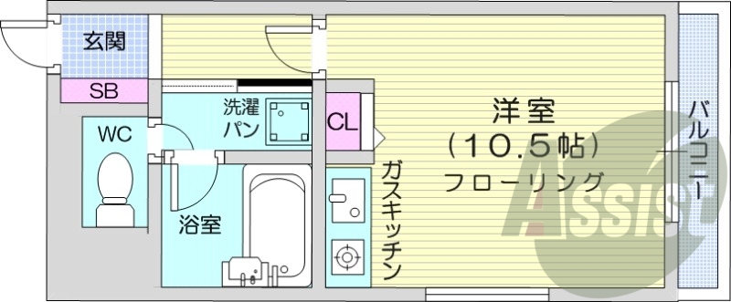 1R、オートロック、角部屋、都市ガス、灯油FF暖房