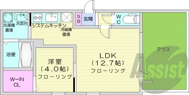 1LDK、エアコン、ウォークインクロゼット、ネット無料