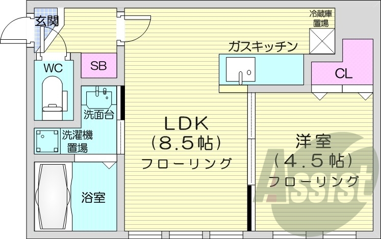 1LDK、エアコン、独立洗面台、灯油暖房、シャワートイレ