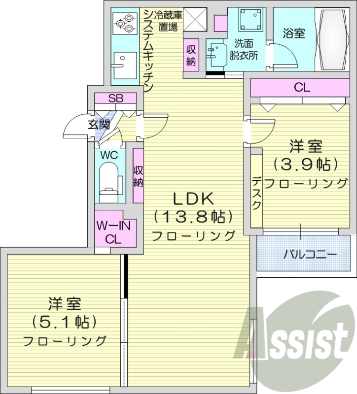 2LDK、エアコン、追い焚き、浴室乾燥機