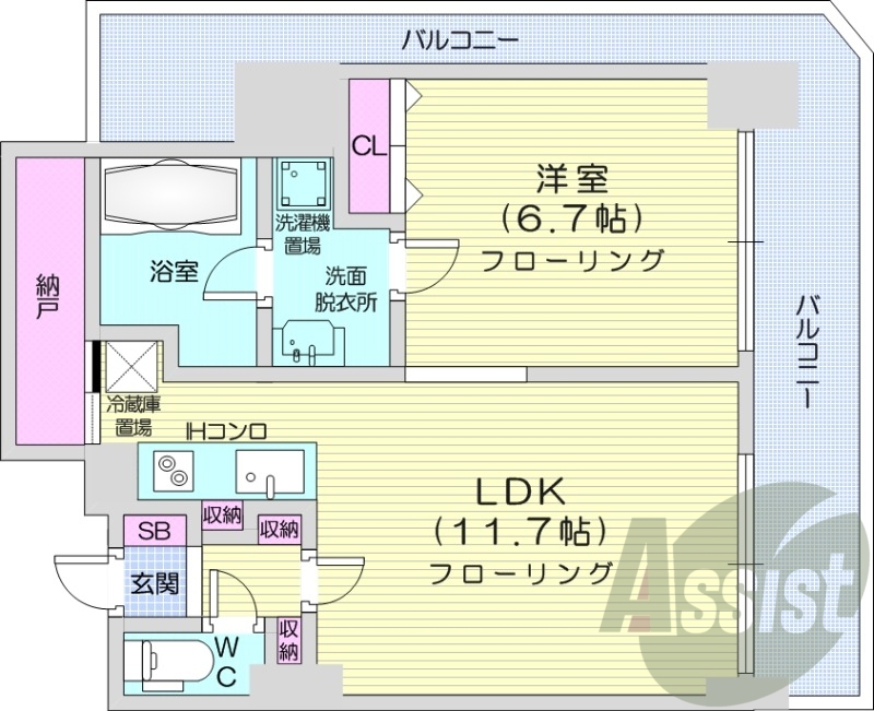1LDK、エアコン、防犯カメラ、ネット無料、オートロック