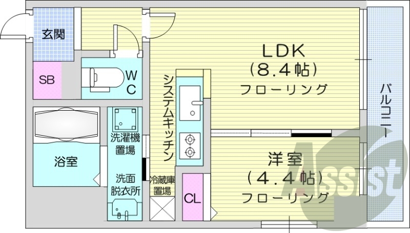 1LDK、収納、都市ガス、ネット無料、宅配BOX