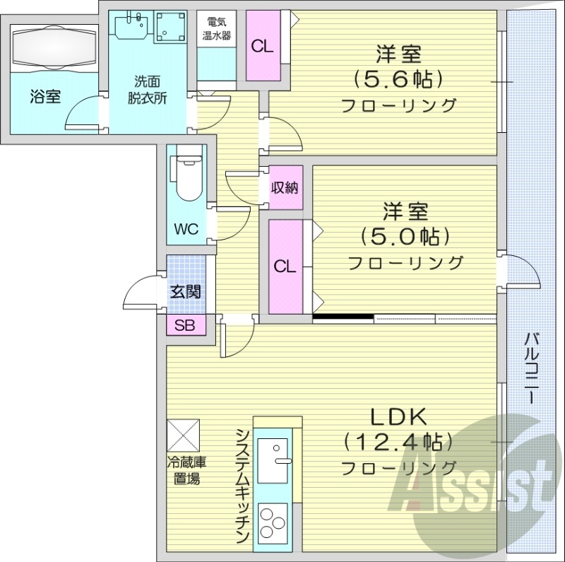 2LDK、オール電化、エアコン、ペット可、オートロック