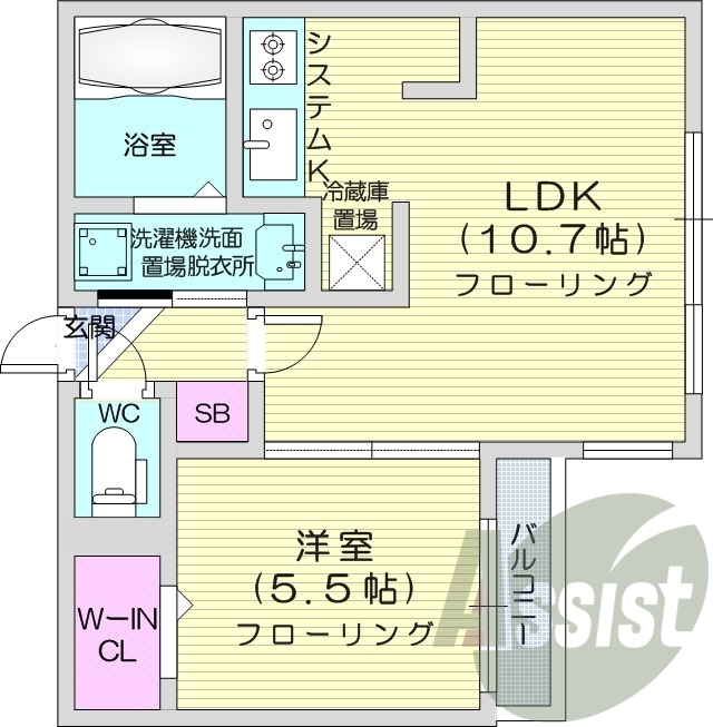1LDK、エアコン、ネット無料、オートロック