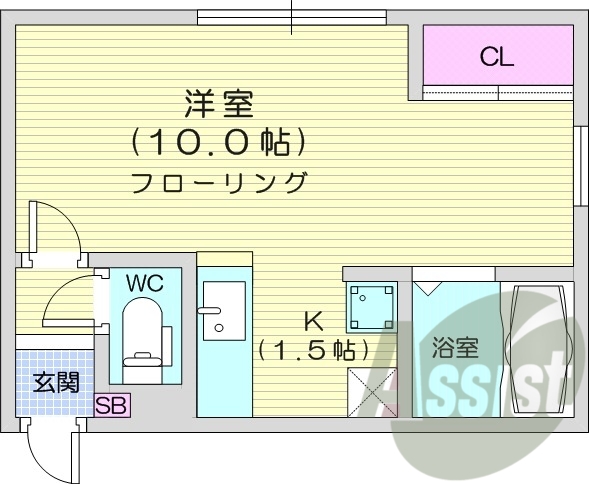 1K、エアコン、灯油暖房、ネット使用料不要