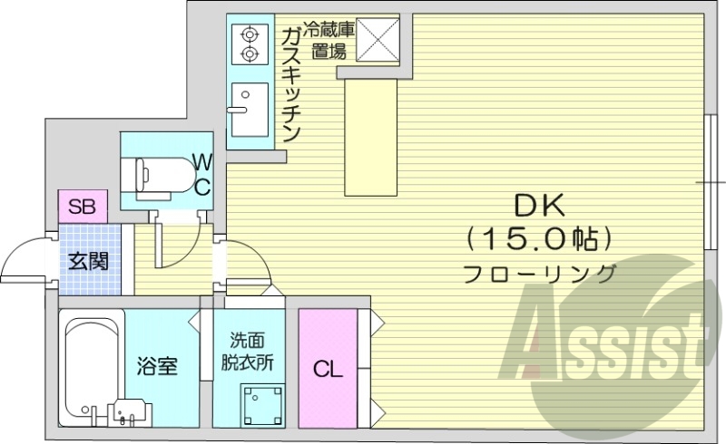 1K、ガスリミット、シャワートイレ、モニタ付きインターホン