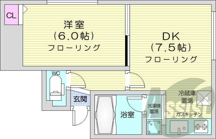 1DK、灯油暖房、バストイレ別、温水洗浄便座