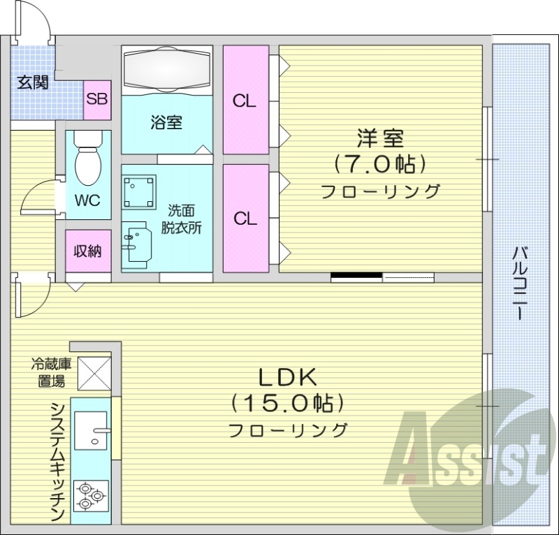1LDK、独立洗面台、ネット使用料不要、灯油暖房