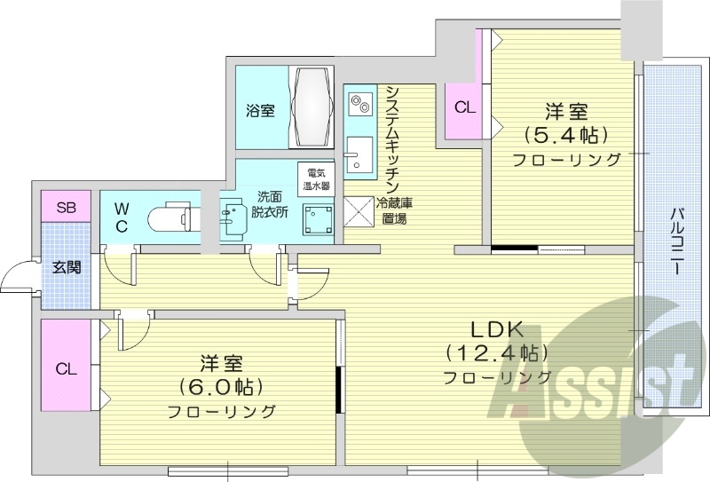 2LDK、クローゼット、バルコニー、エアコン、オール電化