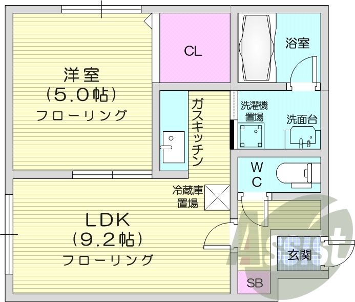 1LDK、独立洗面台、温水便座、灯油FF暖房