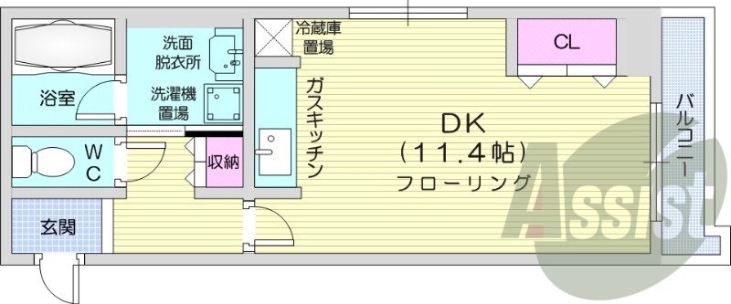 1R、エアコン、角部屋、ネット無料、灯油暖房