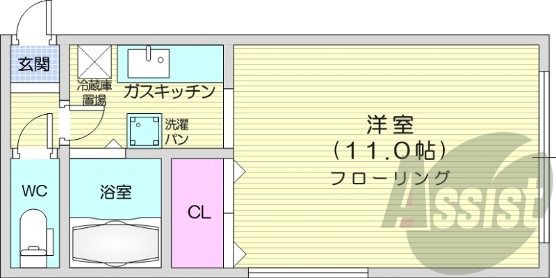 1K、角部屋、ネット使用料無料、カメラ付きインターホン