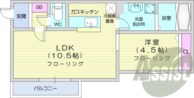 1LDK、灯油暖房、オートロック、モニターホン