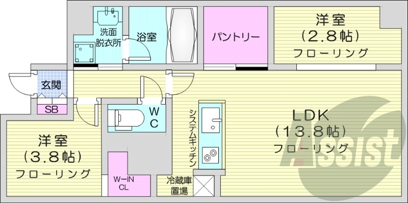 2LDK、エアコン、追い焚き、浴室乾燥機
