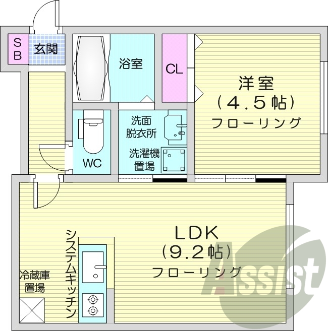 1LDK、都市ガス、ネット無料、エアコン、浴室乾燥