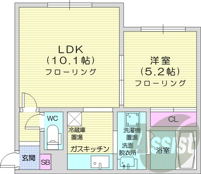 1LDK、エアコン、灯油暖房、モニタ付インターホン