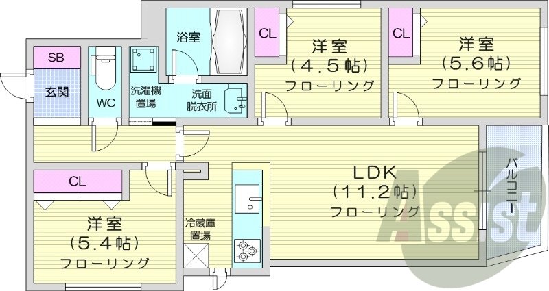 3LDK、エアコン、灯油暖房、追い焚き、ネット無料