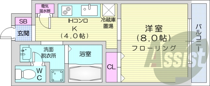 1Ｋ、オートロック、オール電化、ロードヒーティング