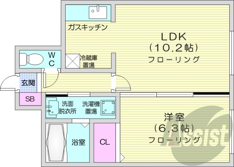 1LDK、エアコン、オートロック、灯油暖房、独立洗面台