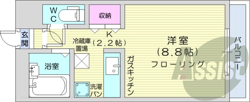 1K、灯油暖房、インターネット設備、ウォシュレット