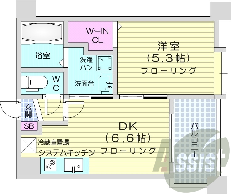 1DK、エアコン、独立洗面台、シャワートイレ、バス・トイレ別