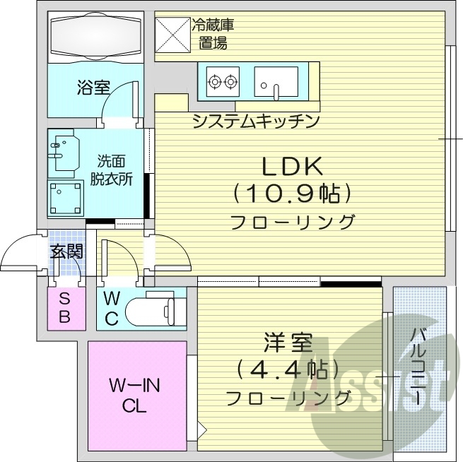 1LDK、エアコン、ペット可、システムキッチン