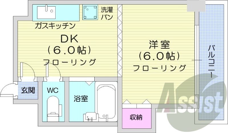 1DK、宅配ボックス、TVインターホン、収納