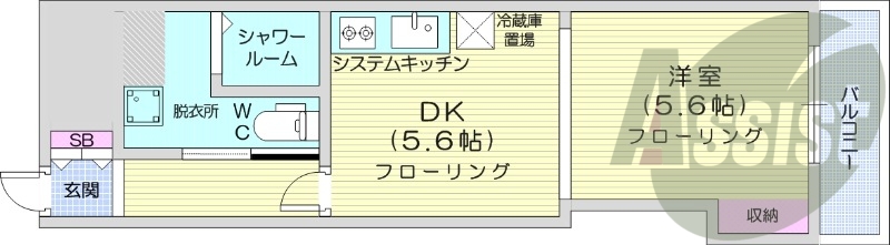 1DK、システムキッチン、エアコン、分譲賃貸