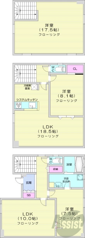 4LDK、システムキッチン、灯油給湯、追い焚き