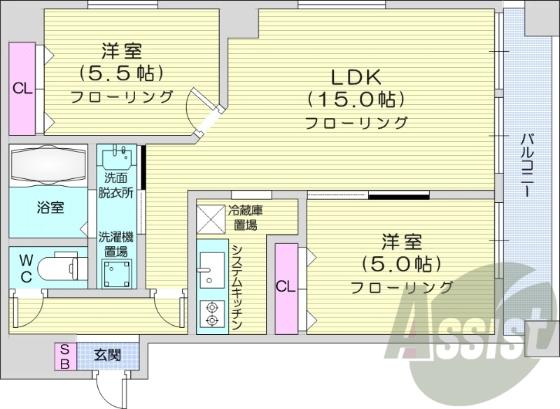 2LDK、灯油暖房、エアコン、シャンドレ、ネット無料
