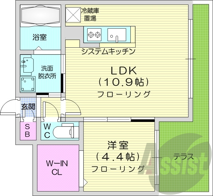 1LDK、エアコン、ペット可、システムキッチン