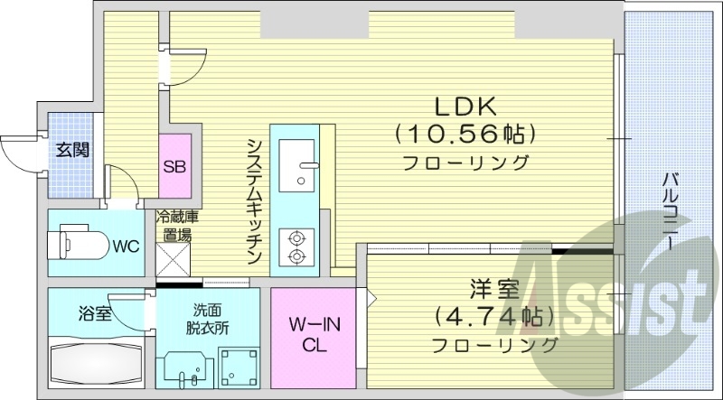 1LDK、、バルコニー、ウォークインクローゼット、ネット無料