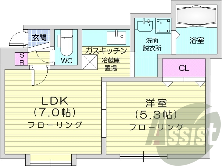 1LDK、ペット相談、ネット無料、独立洗面台